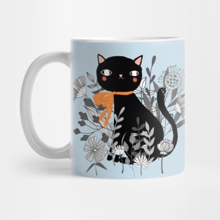 Kitty Kitty Sitting Pretty With Flowers All Around Mug